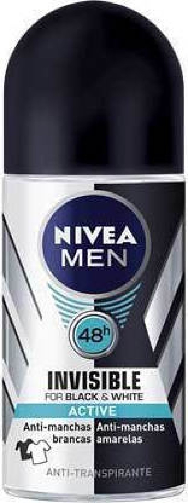 Nivea Men Black & White Invisible Active Ανδρικό Αποσμητικό Roll-on 48ωρης Προστασίας, 50ml