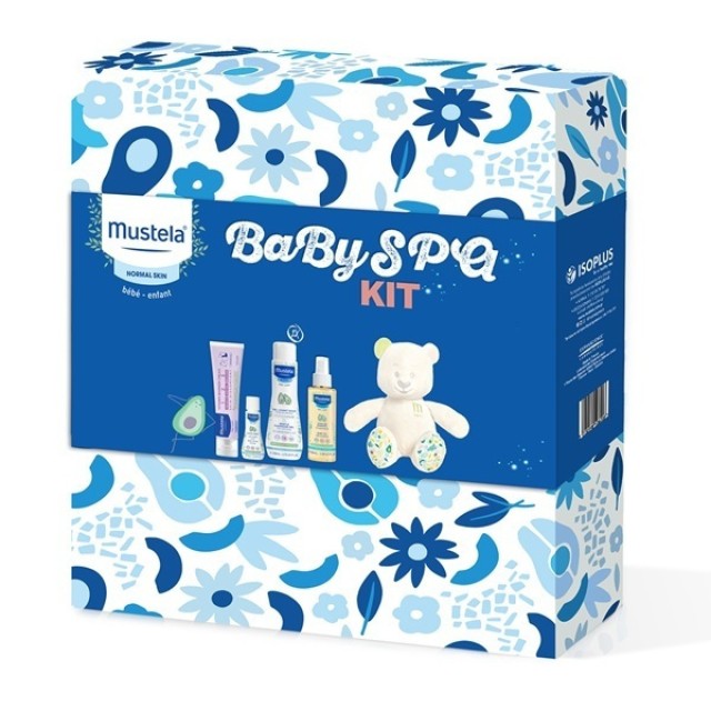 Mustela Hey Baby Kit Gelntle Cleansing Gel Mustela 200ml*2 + Baby Oil & Vitamin Barrier Cream 50ml + Hydra Bebe Body Lotion 50ml Sample