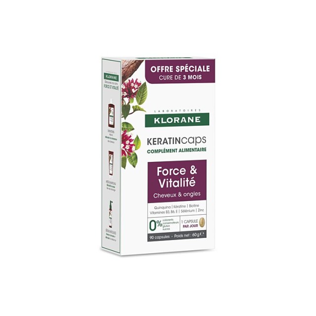 Klorane Keratin Caps Συμπλήρωμα διατροφής με κερατίνη, 90 ταμπλέτες