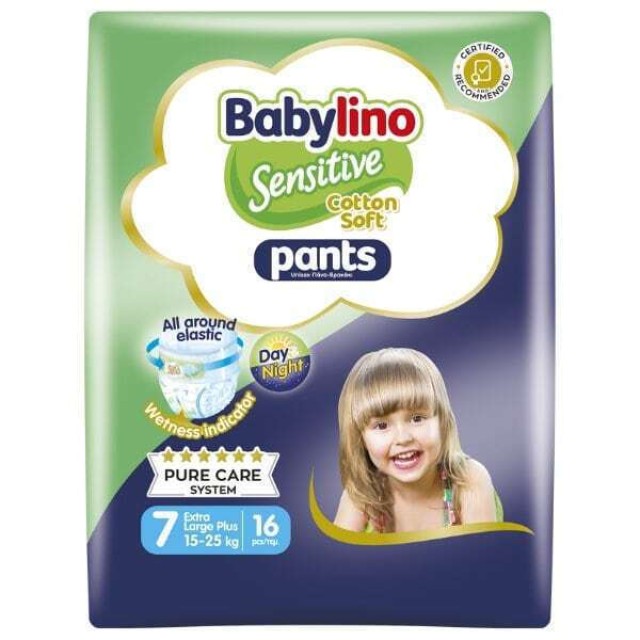 Babylino Sensitive Pants Cotton Soft Unisex No7 Extra Large Plus (15-25kg), 16 Τεμάχια