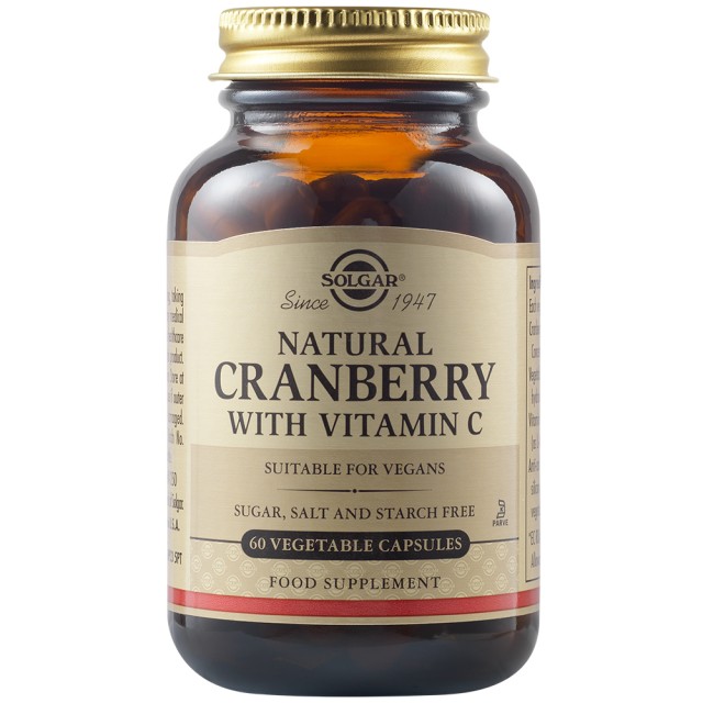 Solgar Cranberry Extract with Vitamin C Για το Ουροποιητικό Σύστημα, 60 Φυτικές Κάψουλες
