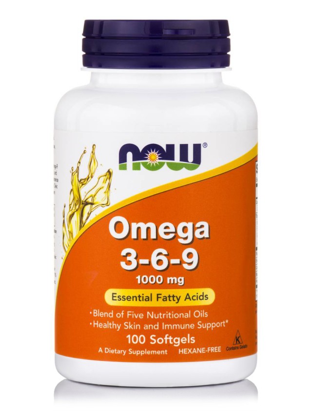 Now Foods Omega 3-6-9 1000 mg Συμπλήρωμα Διατροφής με Λιπαρά Οξέα & Ομέγα 3-6-9, 100 Μαλακές Κάψουλες