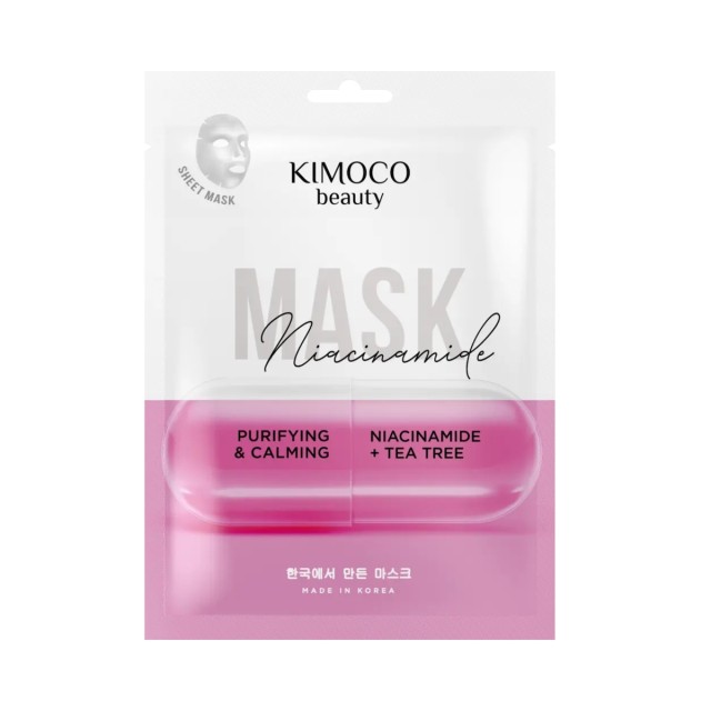 Kimoco Sheet Mask Καταπραϋντική Μάσκα Προσώπου με Νιασιναμίδη και Εκχύλισμα Δέντρου Τσαγιού, 23ml