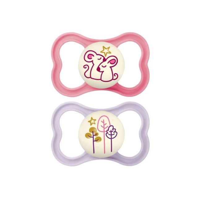 Mam Air Night Ορθοδοντικές Πιπίλες Σιλικόνης για 16+ μηνών, 2 Τεμάχια