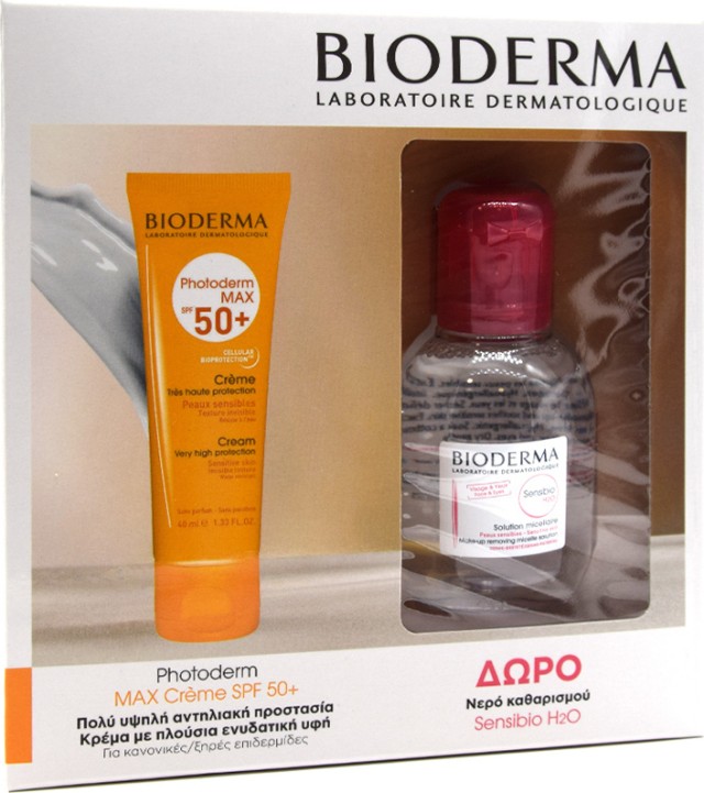 Bioderma PROMO Photoderm Max Cream SPF50+ Αντηλιακή Κρέμα Προσώπου 40ml - Sensibio H2O Νερό Καθαρισμού Ντεμακιγιάζ 100ml