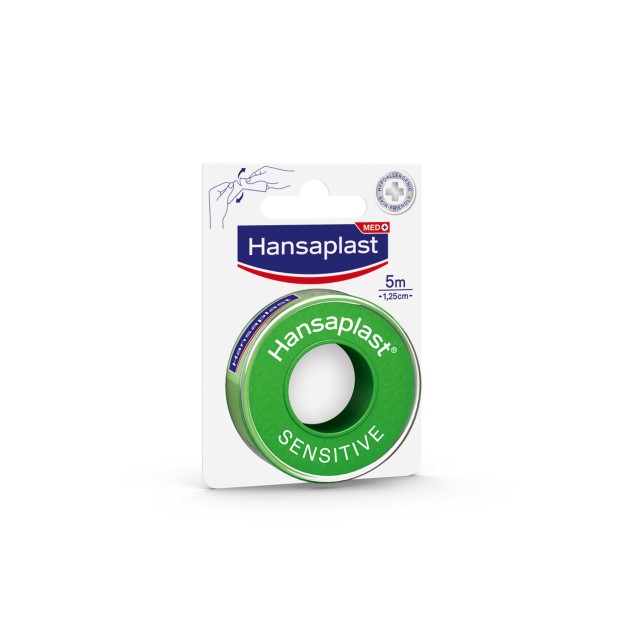 Hansaplast Αυτοκόλλητη Επιδεσμική Ταινία Sensitive Υποαλλεργική 1,25cm X 5m, 1 Τεμάχιο