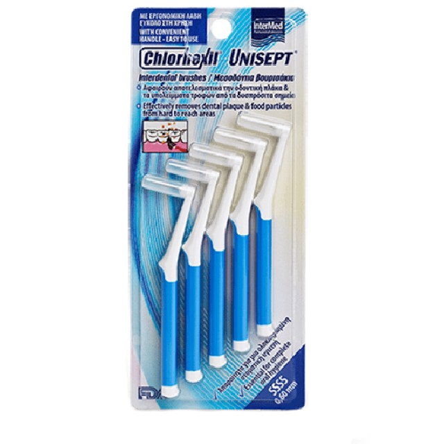 Chlorhexil Μεσοδόντια Βουρτσάκια με Λαβή 0.6mm σε Χρώμα Μπλε, 5 Τεμ...