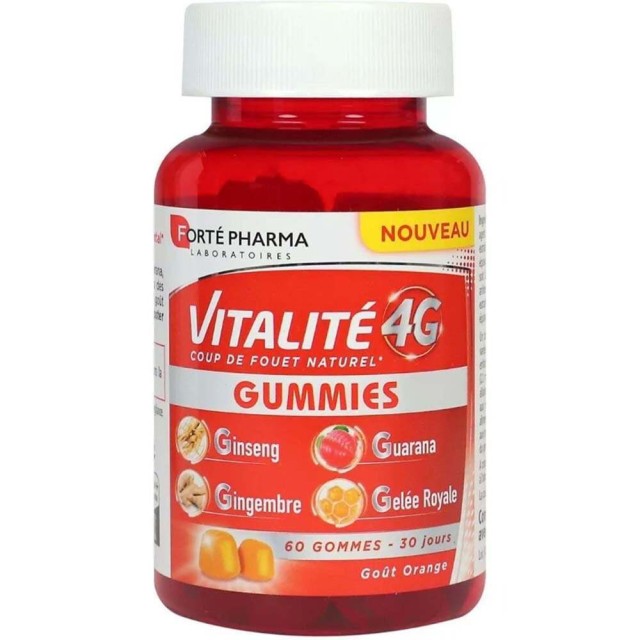 Forte Pharma Vitalite 4G Gummies Φόρμουλα Για Τόνωση Με Γεύση Πορτοκάλι, 60 Ζελεδάκια