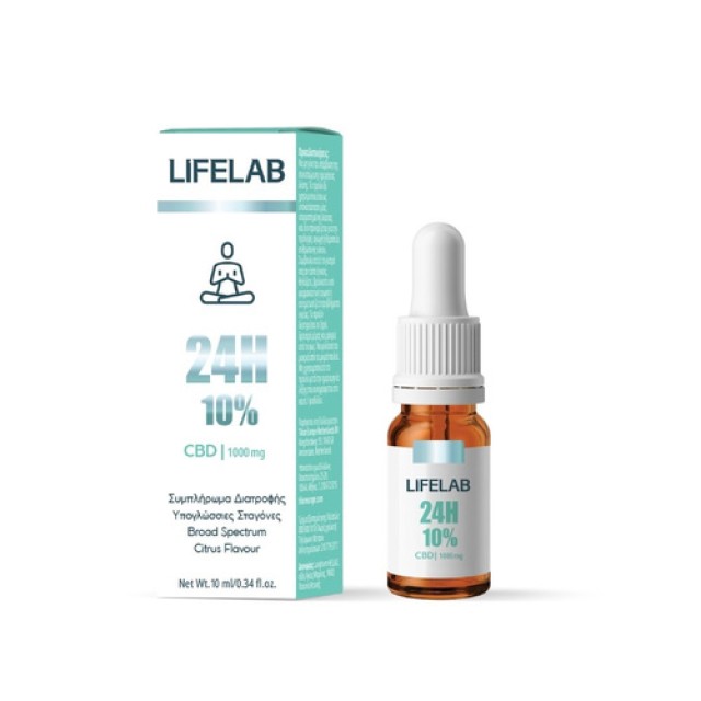Lifelab 24H 10% CBD 1000mg Συμπλήρωμα Διατροφής Για Ισορροπία & Eυεξία, 10ml