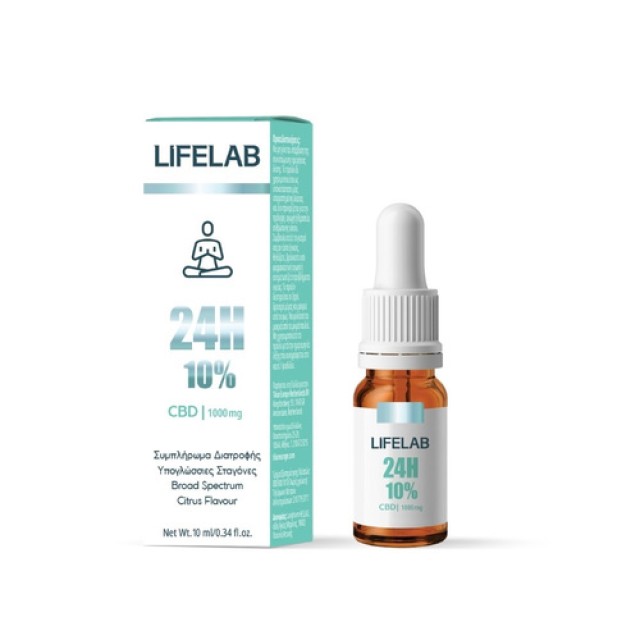 Lifelab 24H 10%  CBD 1000mg - Συμπλήρωμα Διατροφής Για Ισορροπία & Eυεξία, 10ml