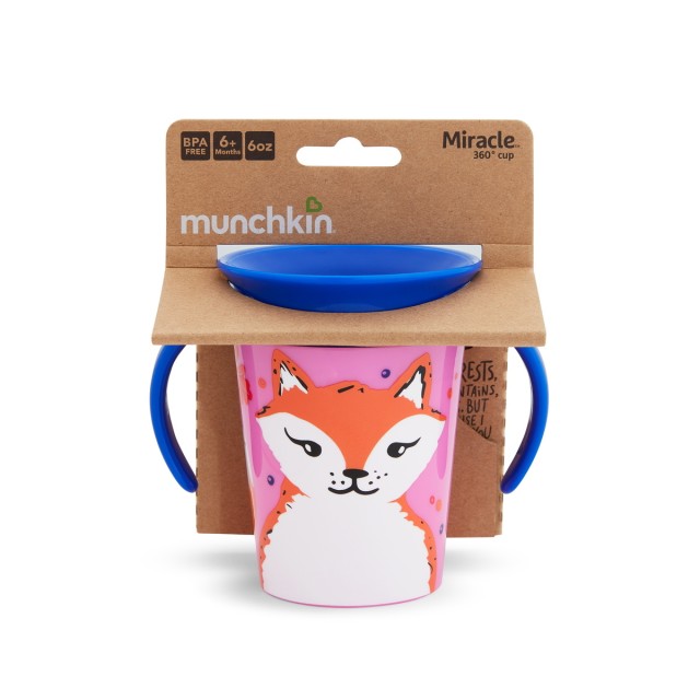 Munchkin Παιδικό Ποτηράκι Miracle 360° Wildlove Sippy από Πλαστικό Μπλε 177ml για 6m+ 1 Tεμάχιο