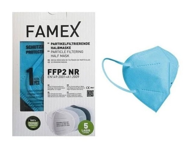 Famex Μάσκα Προστασίας FFP2 NR σε Γαλάζιο Χρώμα 10 Τεμάχια