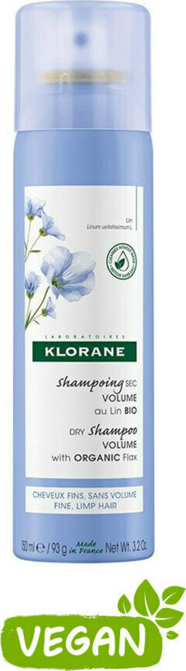 Klorane Linum Dry Shampoo Volume with Organic Flax Ξηρό Σαμπουάν με Ίνες Βιολογικού Λιναριού, 150ml