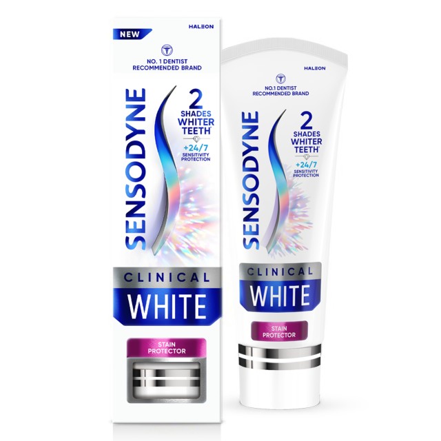 Sensodyne Clinical White Stain Protector Οδοντόκρεμα  για 2 τόνους Λευκότερα δόντια, 75ml