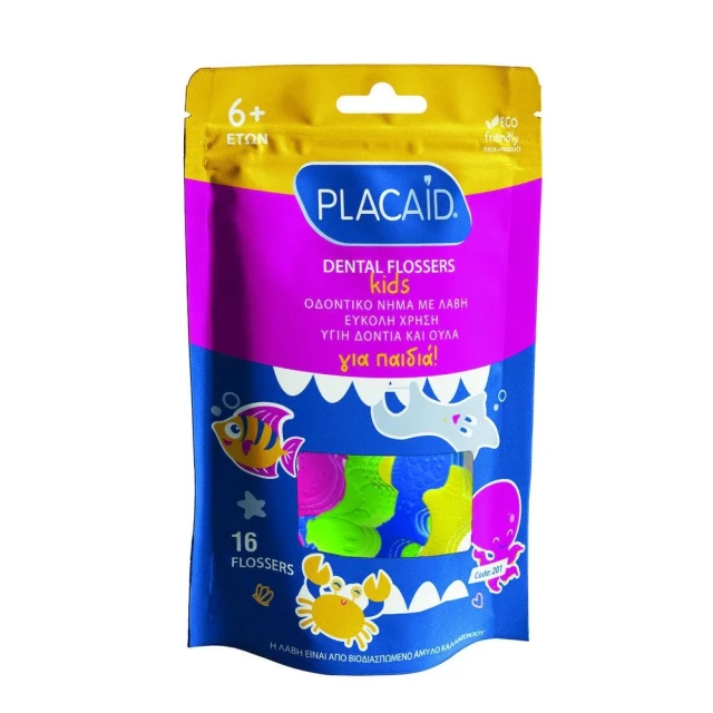 PlacAid Sea Flosser Children's floss holders with animals, 16 pcs