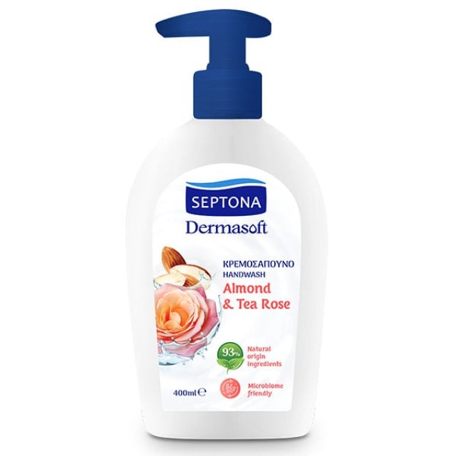 Septona Dermasoft Κρεμοσάπουνο Almond & Tea Rose, 400ml