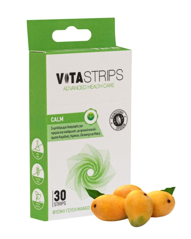 Vitastrips Calm Συμπλήρωμα Διατροφής για Ηρεμία και Χαλάρωση, 30 Λεπτά Φυλλαράκια