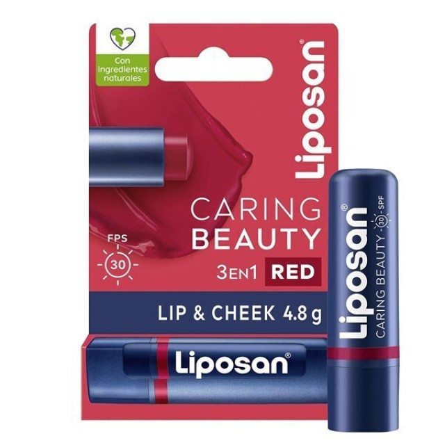Liposan Caring Beauty Red Ενυδατικό Βάλσαμο Χειλιών SPF30, 4,8g