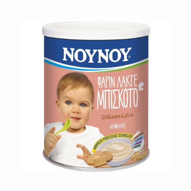 NOYNOY Φαρίν Λακτέ Μπισκότο 6m+ Κρέμα από Σιτάλευρο και Γάλα με Γεύ...
