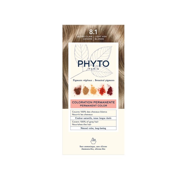Phyto Phytocolor Μόνιμη Βαφή Μαλλιών 8.1 Ξανθό Ανοιχτό Σταχτί