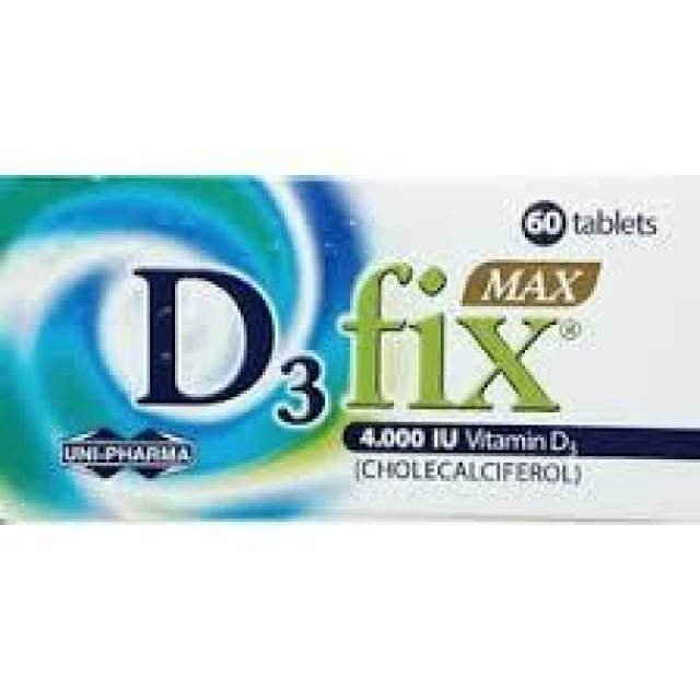 Unipharma D3 Fix Max 4000 IU Vitamin D3 Supplement, 60 tabs