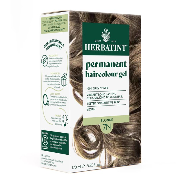 Herbatint Permanent Haircolour Gel Βαφή Μαλλιών Χωρίς Αμμωνία 7N Ξα...