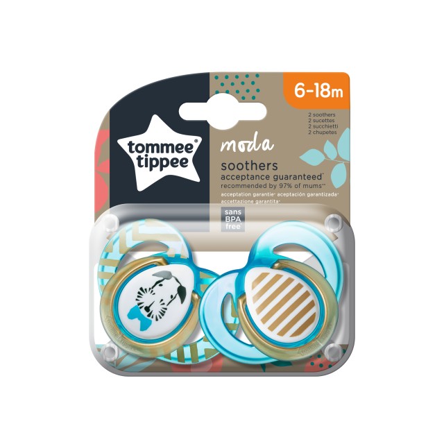 Tommee Tippee Closer To Nature Moda Πιπίλα Σιλικόνης για Αγόρι 6-18 Μηνών, 2 Τεμάχια