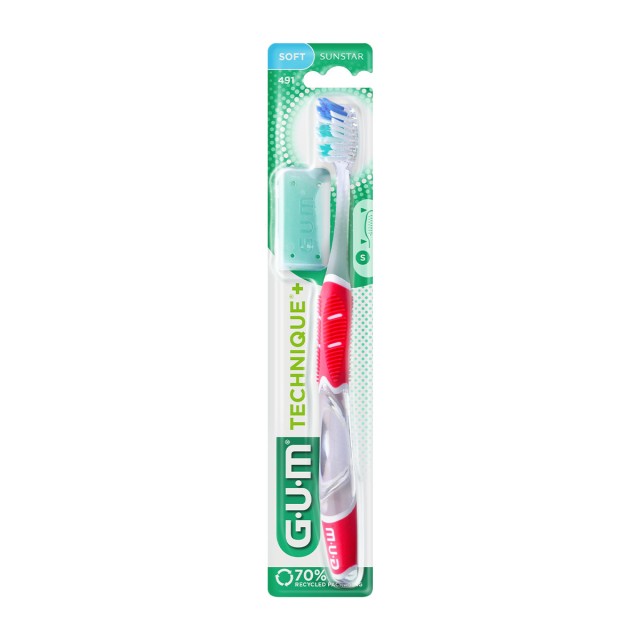 Gum 491 Technique Compact Soft Οδοντόβουρτσα σε Διάφορα Χρώματα, 1τμχ