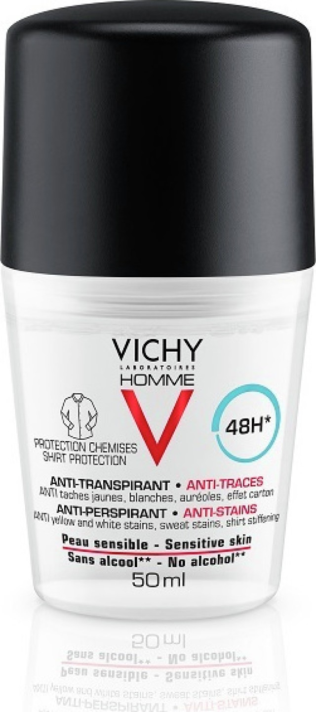 Vichy Homme Αποσμητικό Roll-on Κατά των Σημαδιών 48ωρης Προστασίας, 50ml