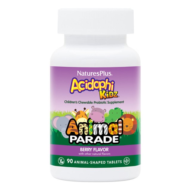 Natures Plus Animal Parade Acidophikidz Προβιοτικά για Παιδιά Με Γεύση Βατόμουρο, 90 Μασώμενες Ταμπλέτες