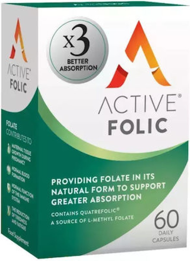 Bionat Active Folic Acid Συμπλήρωμα Διατροφής Φυλλικού Οξέος, 60 κάψουλες