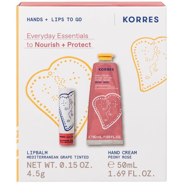 Korres Promo Hands + Lips To Go με Peony Rose Κρέμα Χεριών 50ml + L...