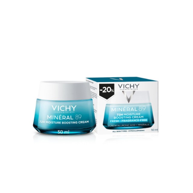 Vichy Promo (-20%) Mineral 89 72h Ενυδατική Κρέμα Προσώπου για Κάθε Τύπο Επιδερμίδας, 50ml