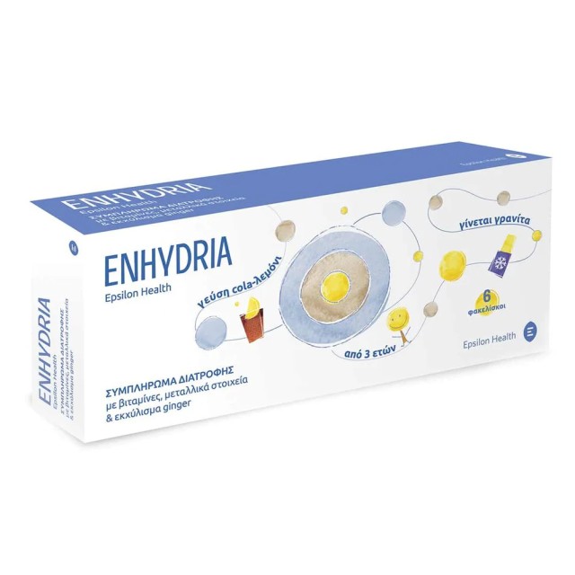 Epsilon Health Enhydria Αναπλήρωση Ηλεκτρολυτών 6 Φακελίσκοι x 15ml Λεμόνι-Cola
