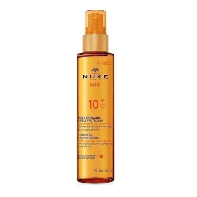 Nuxe Sun Tanning Oil, Λάδι Μαυρίσματος Για Πρόσωπο & Σώμα SPF10, 150ml