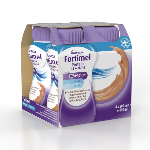 Nutricia Fortimel Extra Υπερπρωτεϊνικό Ρόφημα με γεύση Σοκολάτα, 4 x 200ml