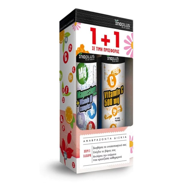 Inoplus Promo 1+1 Magnesium + Vitamin B Complex 20αναβ.δισκ. + Vitamin C 500mg 20αναβ.δισκ.