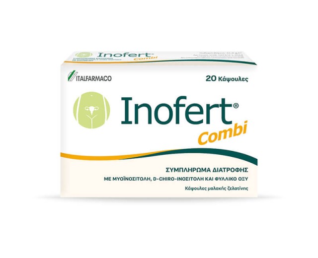 Inofert Combi Συμπλήρωμα Διατροφής Μυο-Ινοσιτόλης Για Γυναίκες με Σύνδρομο Πολυκυστικών Ωοθηκών, 20 Κάψουλες