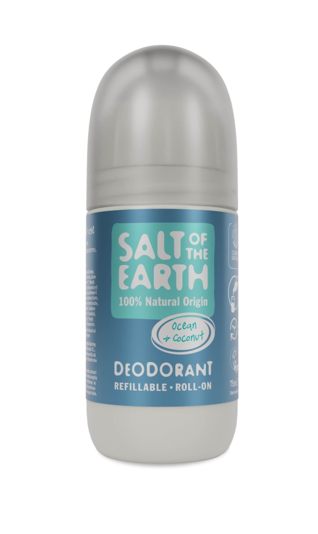 Salt of the Earth Vegan Refillable Roll-On Deodorant Ocean & Coconut Αποσμητικό Επαναγεμιζόμενο, 75ml