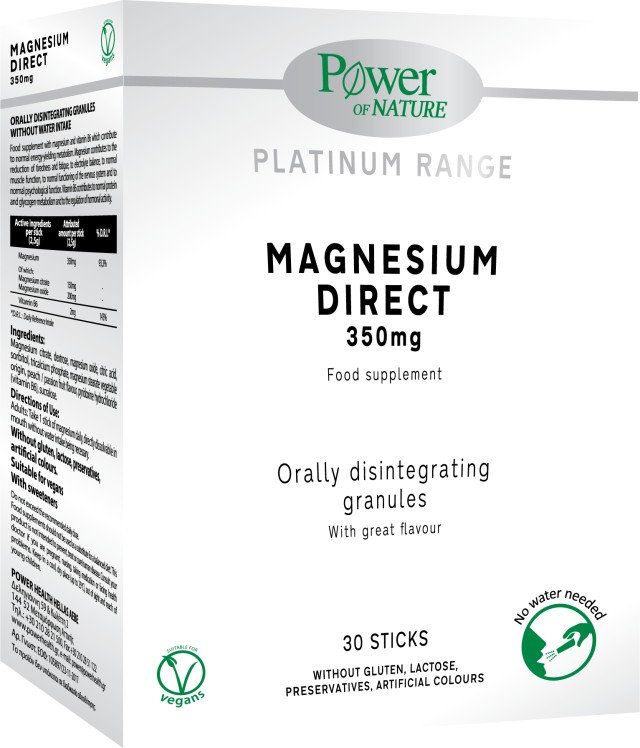 Power Of Nature Platinum Range Magnesium Direct 350mg, 30 Φακελίσκοι