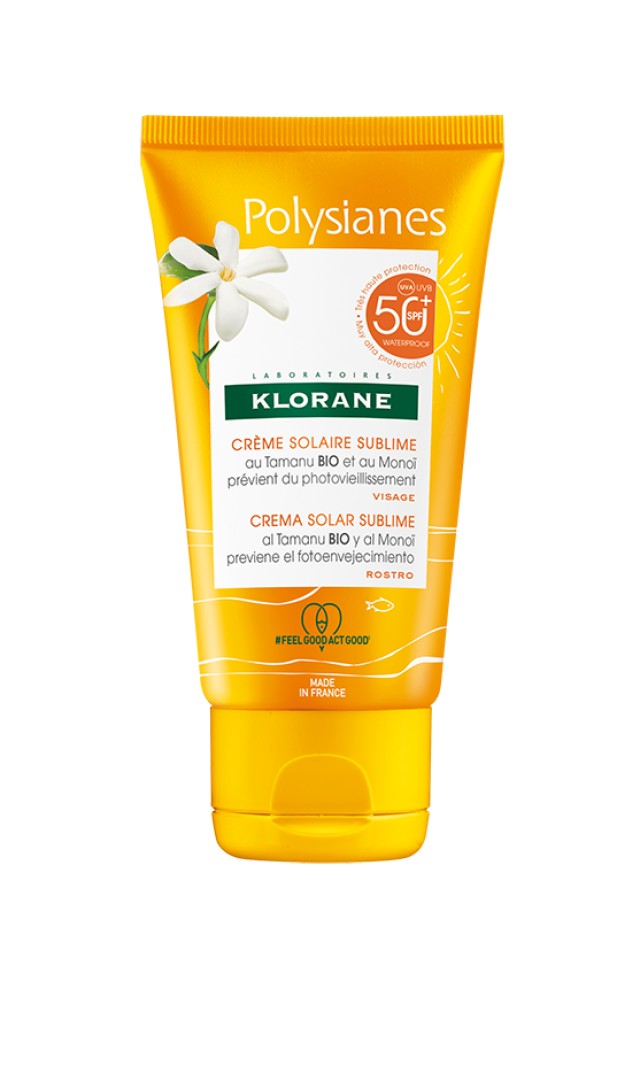 Klorane Polysianes Αντηλιακή Κρέμα Προσώπου SPF50+ με Βιολογικό Tamanu & Monoi 50ml