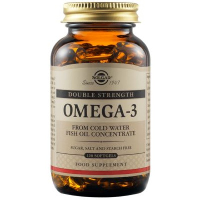 Solgar Omega -3 Double Strength Συμπλήρωμα Διατροφής Ω-3 Διπλής Δράσης, 120 Μαλακές Κάψουλες