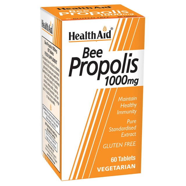 Health Aid Bee Propolis 1000mg Συμπλήρωμα Διατροφής από 100% Αγνή Πρόπολη για Τόνωση της Άμυνας του Οργανισμού, 60 Ταμπλέτες