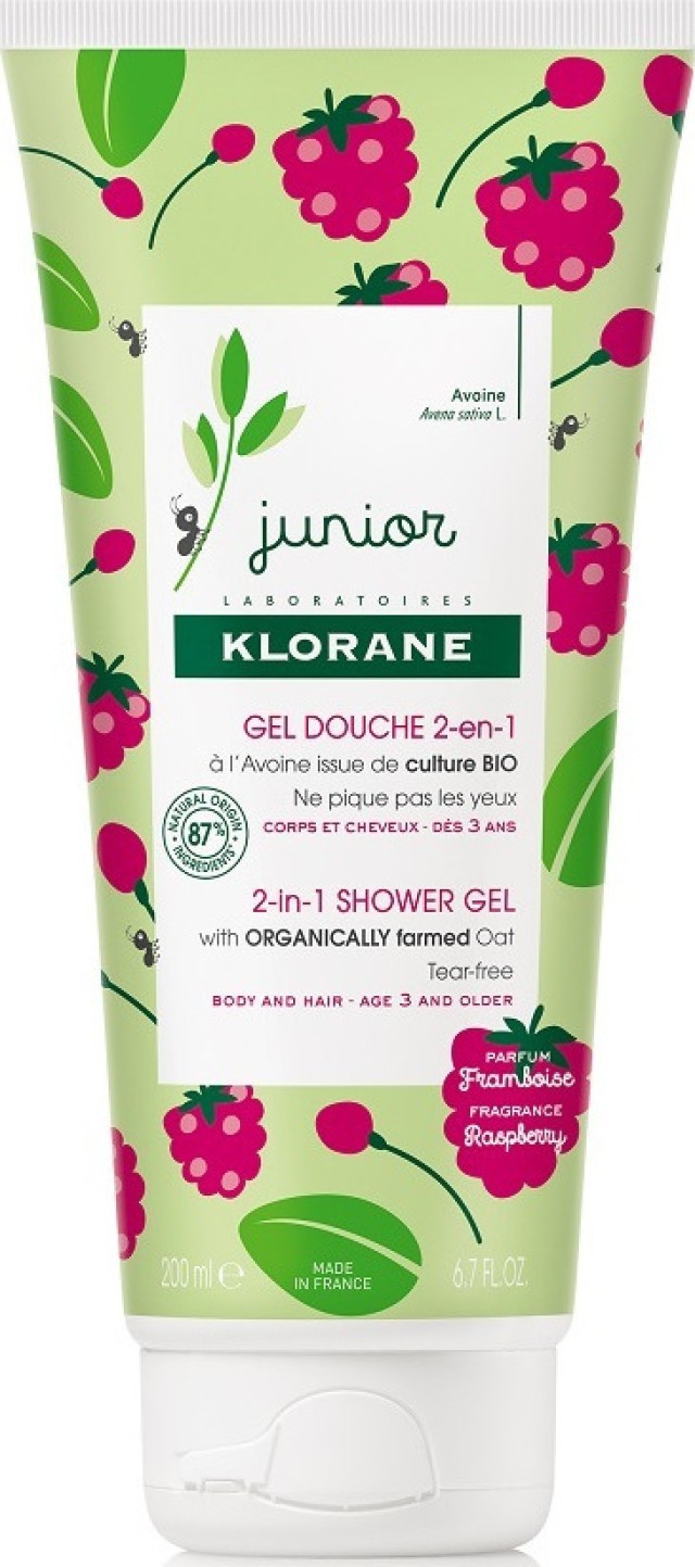 Klorane Junior Aφρόλουτρο 2 σε 1 Για Μαλλιά-Σώμα με Άρωμα Βατόμουρου 200ml