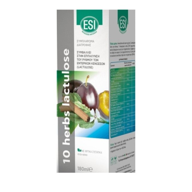 Esi 10 Herbs Lactulose Συμπλήρωμα Διατροφής για τις Εντερικές Κενώσεις, 180ml