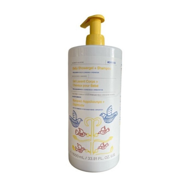 Korres Baby Showergel & Shampoo Coconut & Almond, 1000ml