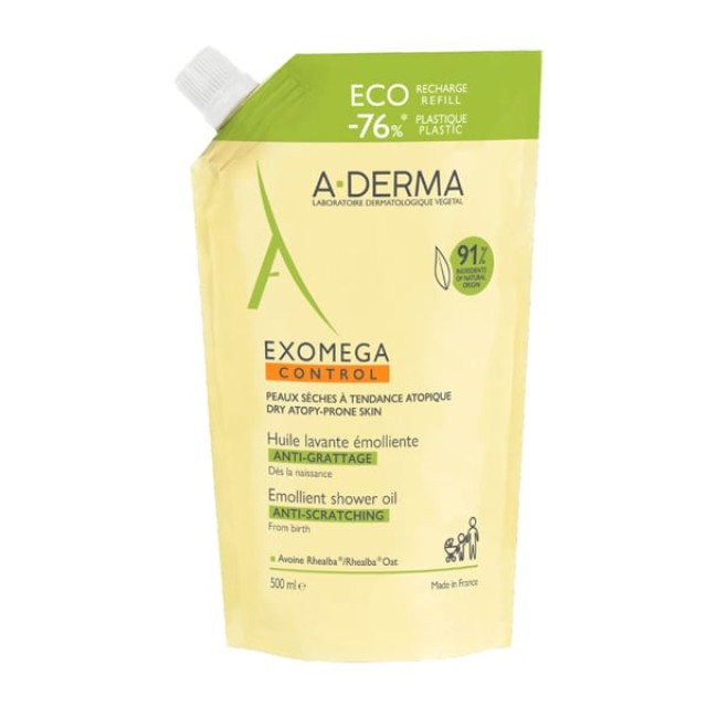 A-Derma Exomega Control Huile Refill Μαλακτικό Λάδι Καθαρισμού για Ατοπικό Δέρμα Ανταλλακτικό, 500ml