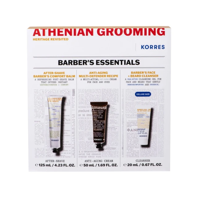 Korres Athenian Grooming Barbers Essentials Set with After-Shave 12...