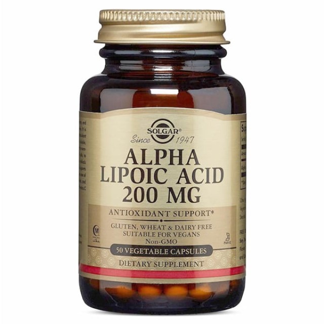 Solgar Alpha Lipoic Acid 200mg Συμπλήρωμα Διατροφής Αντιοξειδωτικών, 50 Φυτικές Κάψουλες