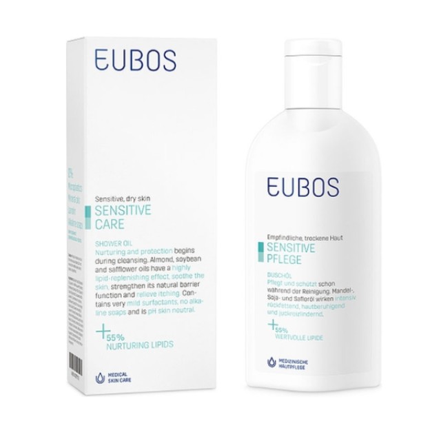 Eubos Sensitive Shower Oil F Λάδι Καθαρισμού για το Ξηρό και Ευαίσθητο Δέρμα, 200ml